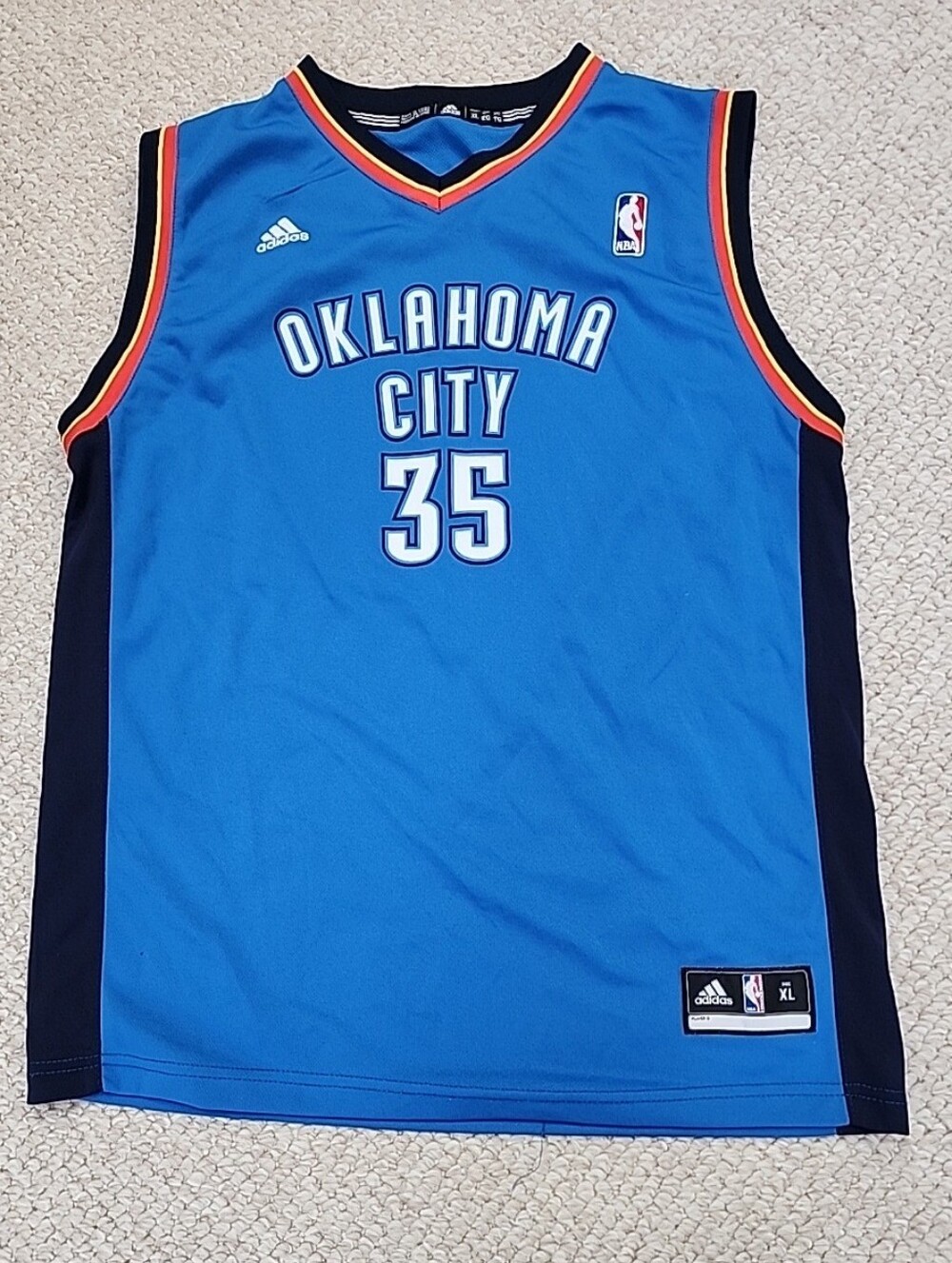 Adidas Oklahoma City OKC Thunder Kevin Durant #35 Blue NBA Jersey Youth XL